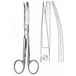 Standard Operating Scissors 14.0 cm , Sharp/Blunt, Curved, Tungsten Carbide TC  - JFU Industries