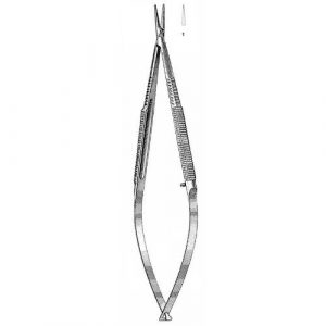 Microsurgical Needle Holder 15.0 cm , Round Handle, Straight Jaws, With Catch  - JFU Industries