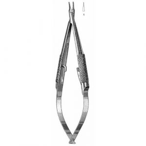 Mc Pherson Needle Holder 10.2 cm , 10mm Smooth Jaws, Flat Serrated Handle, Straight, With Lock  - JFU Industries