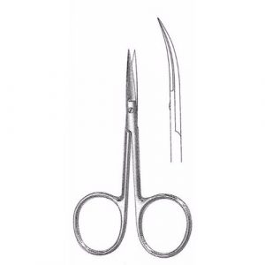 Iris Scissors 10.2 cm , 24mm Blades, Large Finger Rings, Curved  - JFU Industries