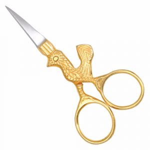 Rooster Embroidery Scissor 9 cm, Half Gold Plated  - JFU Industries