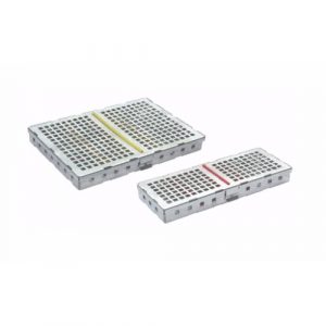 Square Holes Cassette Tray with Lid and Silicone Inserts – 20 Instruments (260 x 180 x 22 mm)  - JFU Industries